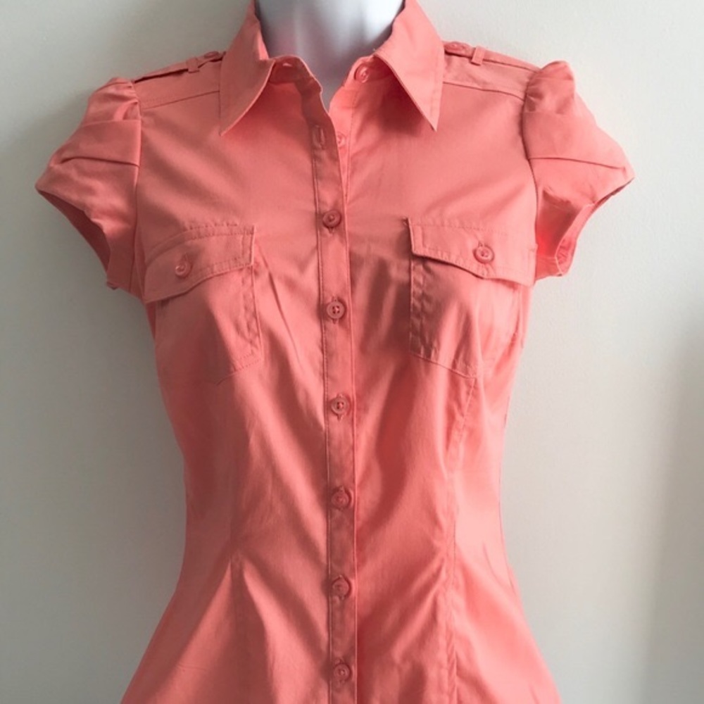 Dynamite Peach Collar Button Down Career Work Shirt